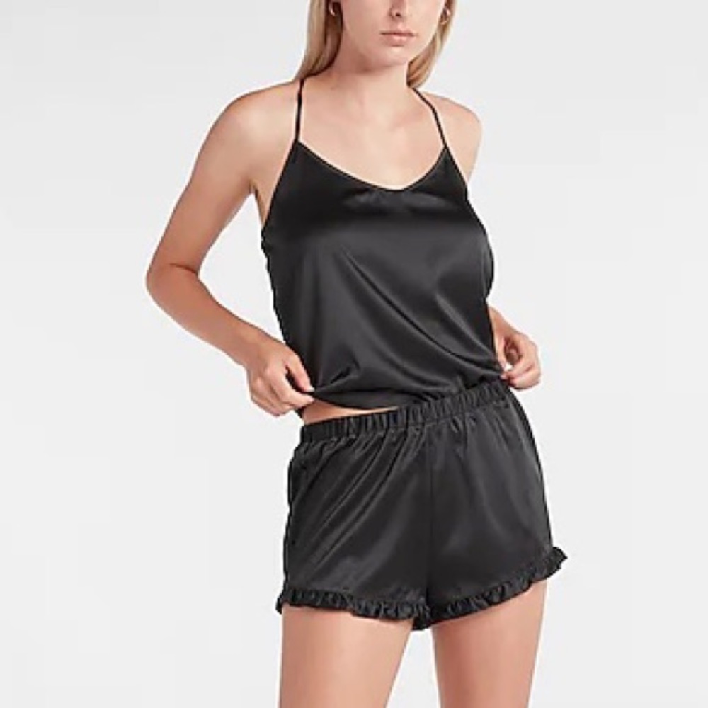 Express Satin Ruffle Sleep Shorts - Picture 2 of 6